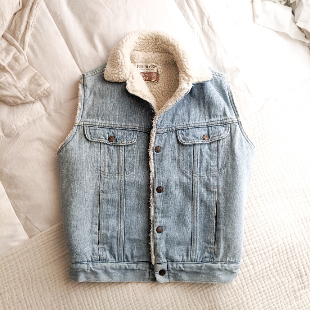 Vintage Jean Sherpa Truckers Vest
